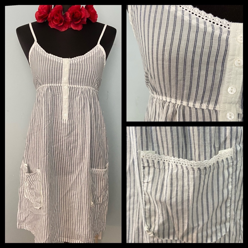 Nautical blue & white, Sundress NWOT- POOF EXCELLENCE, Size L